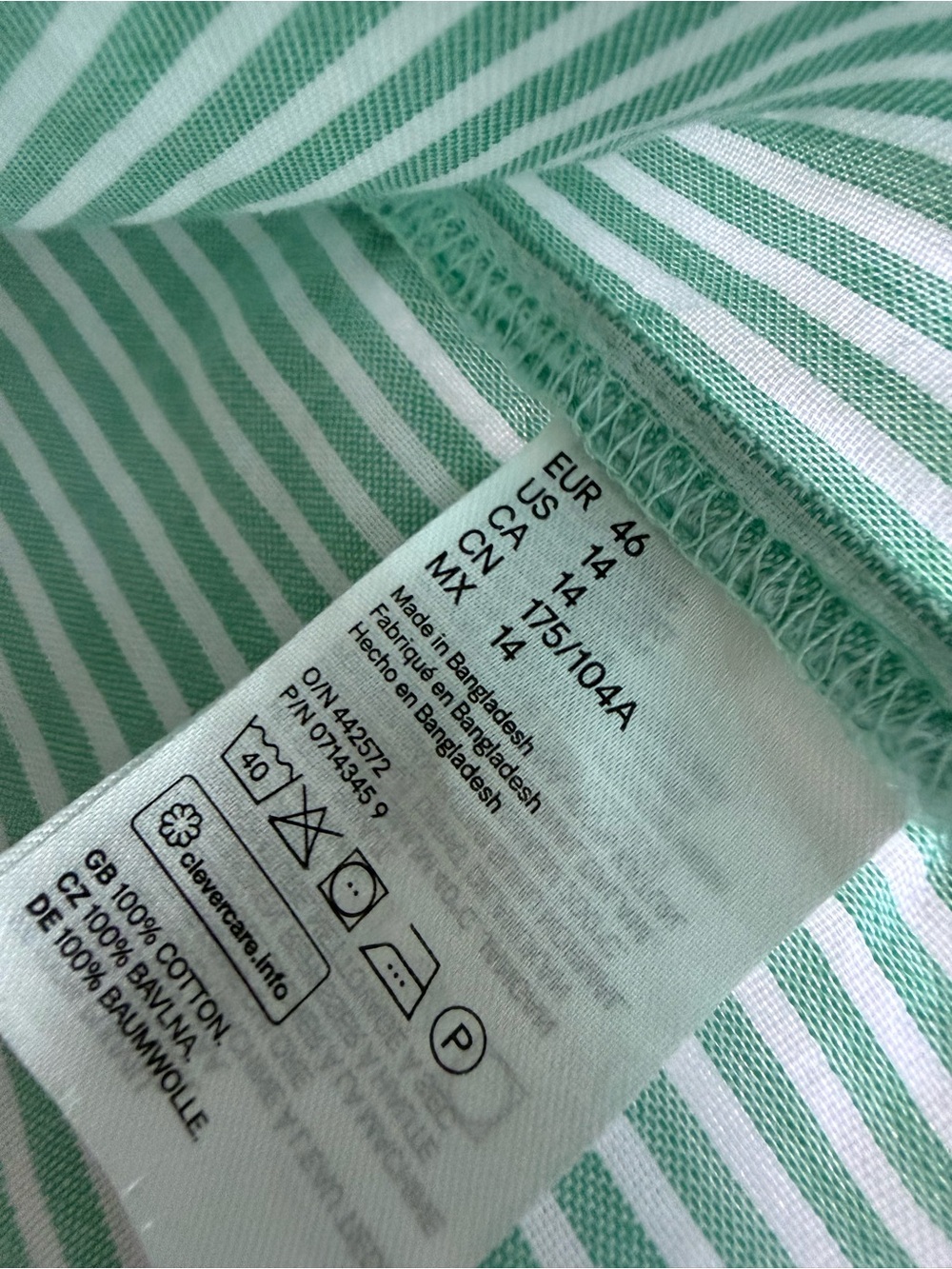 H&M Light Mint Striped Short-Sleeve Button Shirt - Women size L - Picture 6 of 8